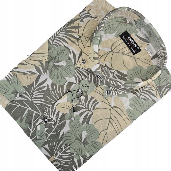Koszula-hawajska-palmy-liscie-zielono-bezowa-wakacyjny-hit-Casual-roz-39-Odcien-khaki.jpeg