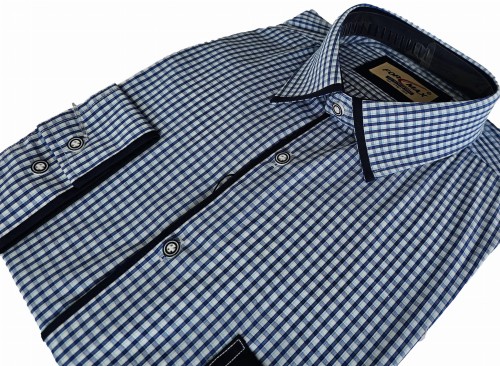 Niebieska koszula w drobną kratkę długi rękaw rozmiar 41.jpeg