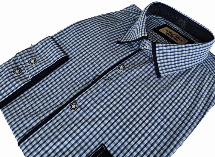 Niebieska koszula w drobną kratkę długi rękaw rozmiar 41.jpeg