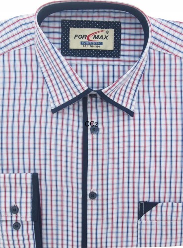 Biała koszula w drobną czerwoną kratkę długi rękaw rozm 42.jpeg