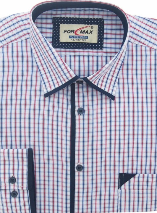 Biała koszula w drobną czerwoną kratkę długi rękaw rozm 42.jpeg