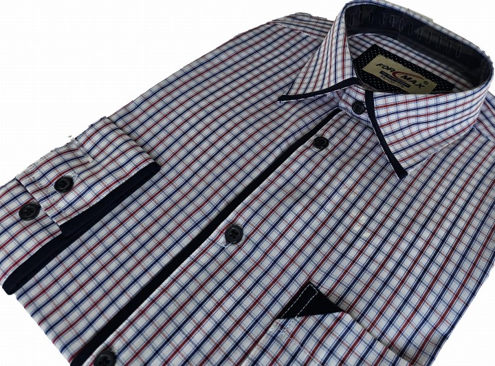 Biała koszula w drobną czerwoną kratkę długi rękaw rozm 41.jpeg