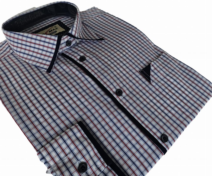 1Biała koszula w drobną czerwoną kratkę długi rękaw rozm 42.jpeg