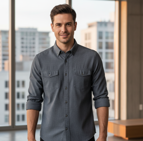 Grafitowa koszula męska jeansowa długi rękaw dwie kieszenie rozm 45.png