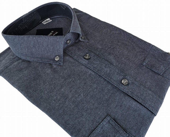 Grafitowa koszula męska jeansowa długi rękaw dwie kieszenie rozm 41.jpeg