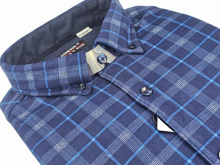 Granatowa Koszula z Grubego Polaru 2 kieszenie na patki i guziki .jpeg