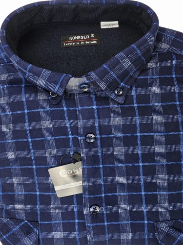 Granatowa Koszula z Grubego Polaru 2 kieszenie na patki i guziki 2.jpeg