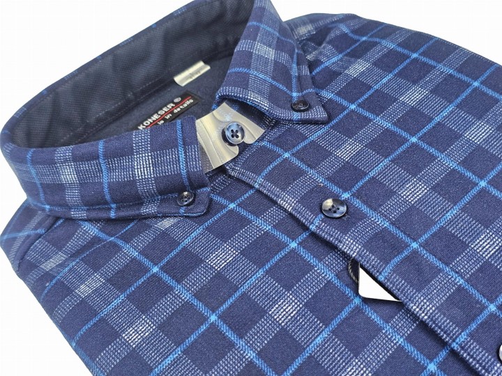 Granatowa Koszula z Grubego Polaru 2 kieszenie na patki i guziki .jpeg