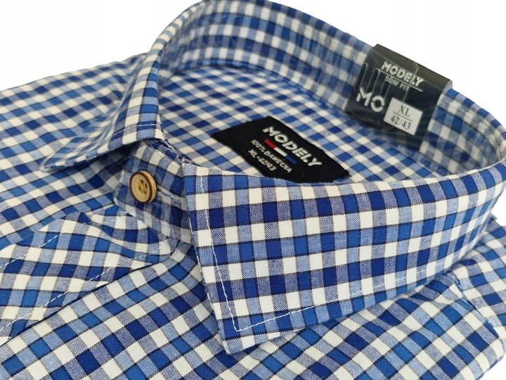 Koszula-w-niebieska-kratke-z-krotkim-rekawem-Przewiewna-bawelna-rozmiar-45-Rozmiar-XXL.jpeg