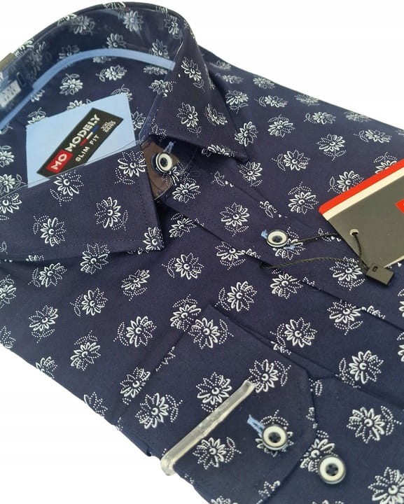 Biale-kwiatki-na-Granatowym-tle-koszula-slim-z-urokliwym-wzorem-rozmiar-41-Rozmiar-L.jpeg
