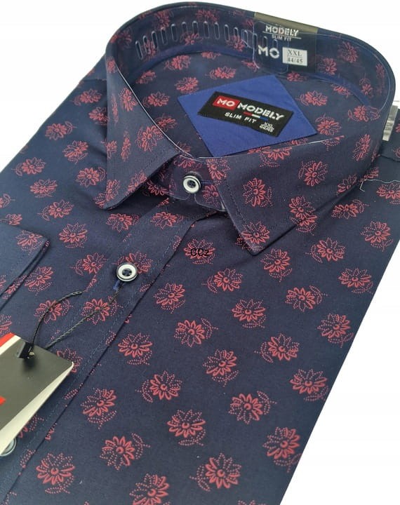 Stylowa-Elegancka-granatowa-koszula-slim-z-bordowymi-kwiatkami-rozmiar-40-Kolor-niebieski.jpeg