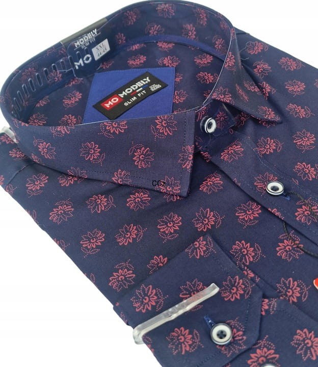 Stylowa-Elegancka-granatowa-koszula-slim-z-bordowymi-kwiatkami-rozmiar-40-Rozmiar-M-L.jpeg