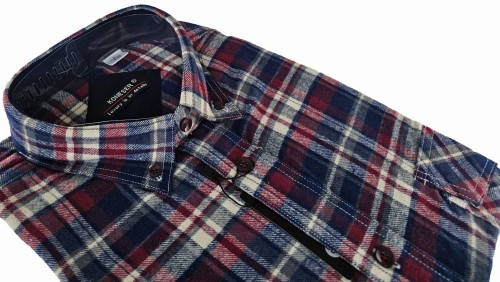 Bordowa Koszula flanelowa z 2 kieszeniami na patki i guziki rozmiar 42.jpeg