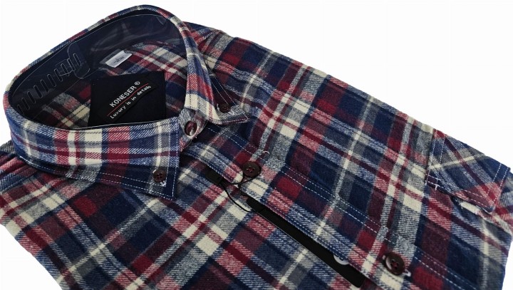 Bordowa Koszula flanelowa z 2 kieszeniami na patki i guziki rozmiar 42.jpeg