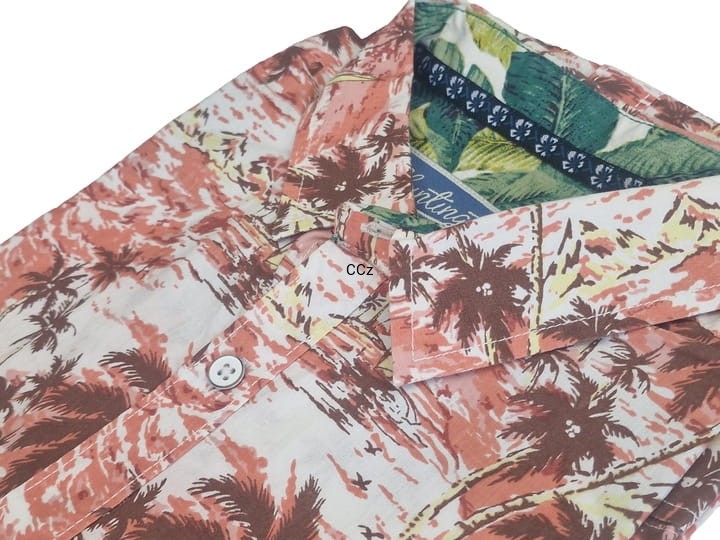 Koszula męska młodzieżowa Hawajska czerwona w palmy krótki rękaw 38 S.jpeg