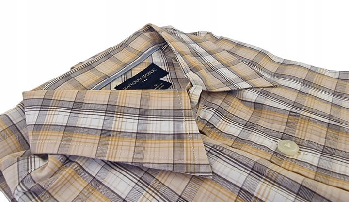 Casualowa Bawełniana Męska Młodzieżowa Koszula w beżową kratkę rozmiar 38 S2.jpeg