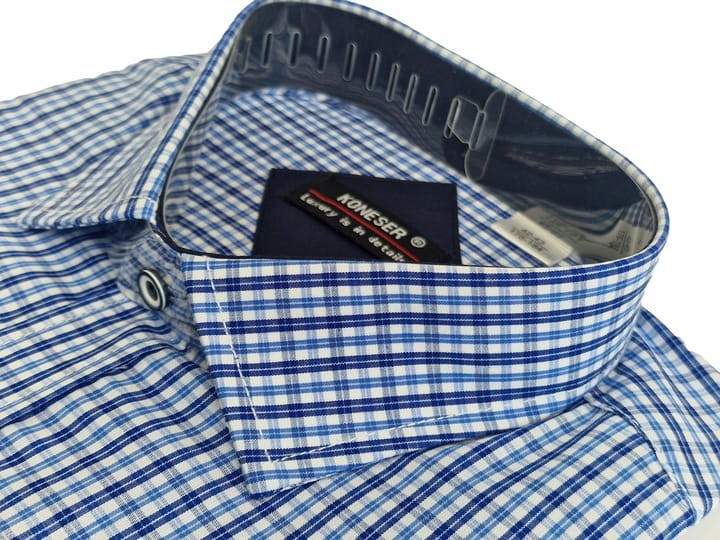 Koszula Casual Męska Krótki Rękaw W Kratę Bawełniana Wysoka Jakość