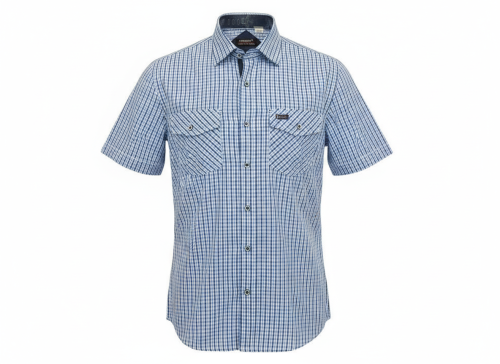 Męska Koszula Krótki Rękaw Kratka Bawełniana Letnia Casual.png