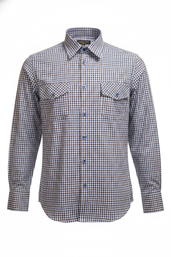 Koszula męska w kratę casual sportowa NOWOŚĆ! Brązowa drobna kratka .png